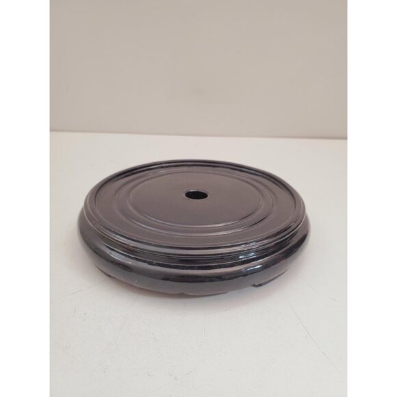 vintage Round base for pot,figurine, Vase base,Oriental darkbrown base,base for - Picture 2 of 10